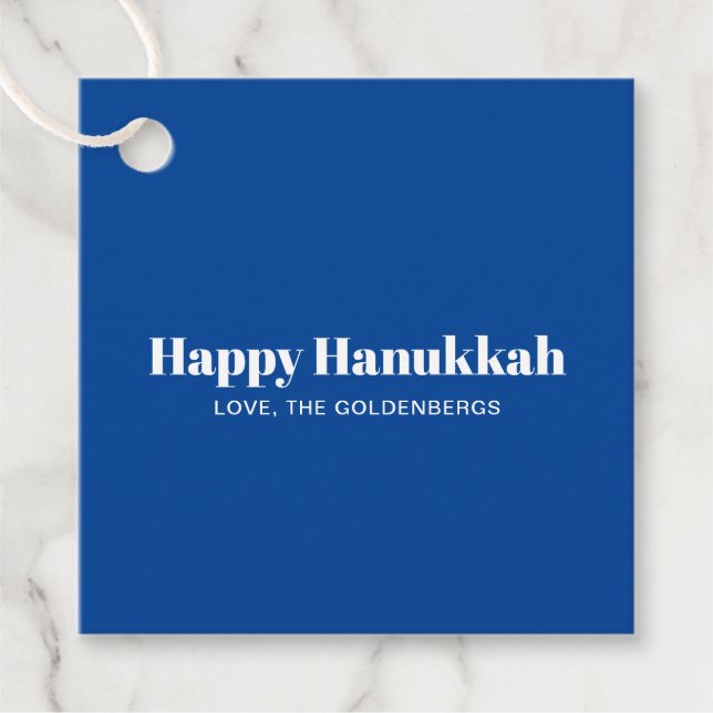 Happy Hanukkah Blau moderne Streifen Custom Geschenkanhänger (Vorderseite)