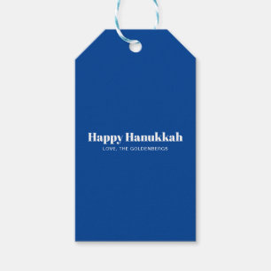 Happy Hanukkah Blau moderne Streifen Custom Geschenkanhänger