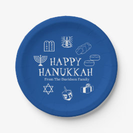 Happy Hanukkah Blau & Weiß benutzerdefinierte Fami Pappteller