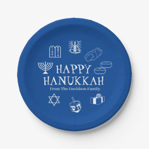Happy Hanukkah Blau & Weiß benutzerdefinierte Fami Pappteller