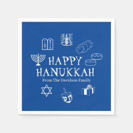 Happy Hanukkah Blau & Weiß benutzerdefinierte Fami Serviette