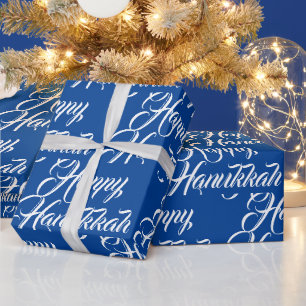 Happy Hanukkah blau weißen jüdischen eleganten D Geschenkpapier