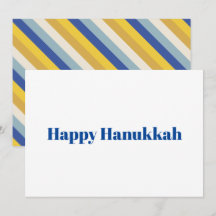 Happy Hanukkah blaue goldene Streifen moderne Typo