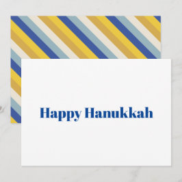 Happy Hanukkah blaue goldene Streifen moderne Typo Feiertagskarte