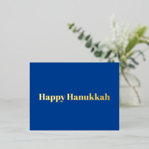 Happy Hanukkah blaue Goldtypografie minimalistisch Folien Feiertagspostkarte