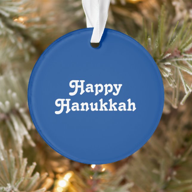 "Happy Hanukkah" blaue weiße Feier Ornament (Baum)