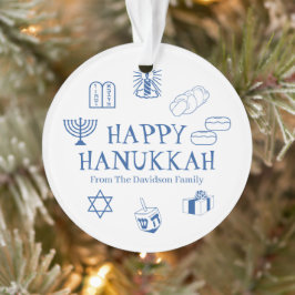 Happy Hanukkah blauer individuelle Name bevorzugt Ornament