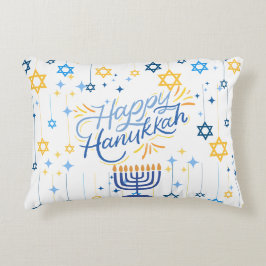 Happy Hanukkah Blue And Gold Dekokissen