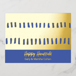 Happy Hanukkah Blue and Gold Foil Postcard Folien Feiertagspostkarte