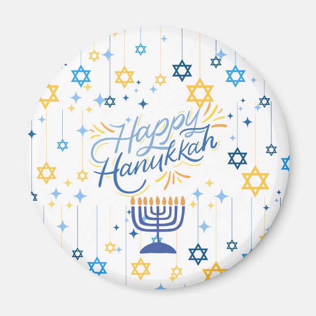 Happy Hanukkah Blue And Gold Magnet (Vorne)