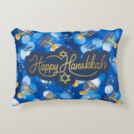Happy Hanukkah Blue And White Dekokissen