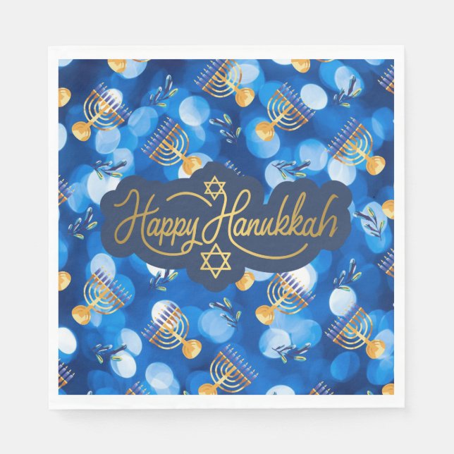Happy Hanukkah Blue And White Serviette (Vorderseite)