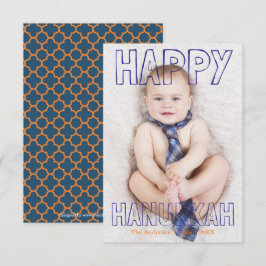 Happy Hanukkah Blue Block - 3x5 Hanukkah Card Einladung