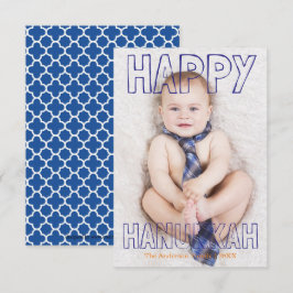 Happy Hanukkah Blue Block - 3x5 Hanukkah Card Einladung