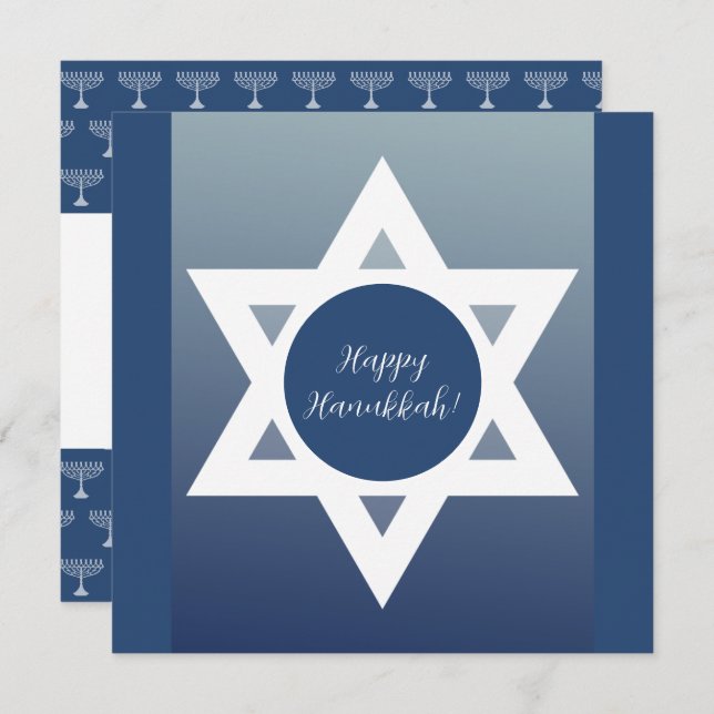 Happy Hanukkah Blue Greetings Karte (Vorne/Hinten)