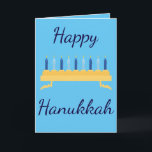 Happy Hanukkah Blue Menorah Feiertagskarte<br><div class="desc">Feiern Sie das große Festival der Lichter mit dieser Happy Hanukkah themed Grußkarte. "Happy Hanukah" ist in einem schönen dunkelblauen kursiven Schriftart mit blauen Kerzen geschrieben. Die Innenseite der Karte hat eine schöne Nachricht. Bestelle noch heute! Clipart mit freundlicher Genehmigung von Sonya DeHart Design unter: http://www.sonyadehartdesign.com |http://www.sonyadehartdesign.etsy.com</div>