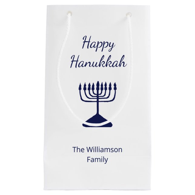 Happy Hanukkah Blue Menorah Holiday Kleine Geschenktüte (Vorderseite)