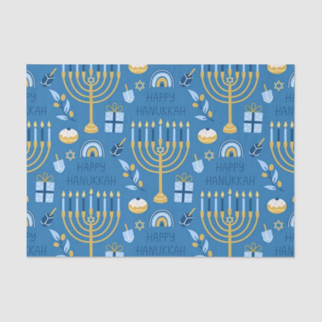 Happy Hanukkah Blue Star von David Seidenpapier (Vorderseite)