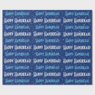 Happy Hanukkah Blue Stars Geschenkpapier
