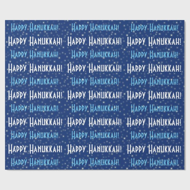 Happy Hanukkah Blue Stars Geschenkpapier (Flach)