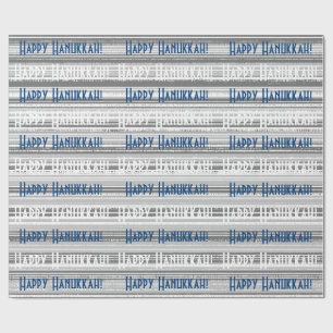 Happy Hanukkah Blue Stripes Geschenkpapier