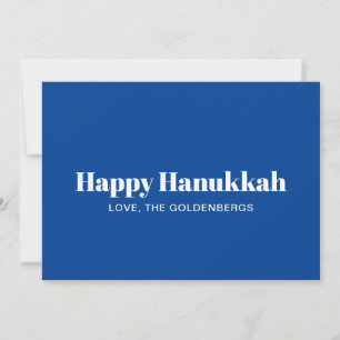 Happy Hanukkah Blue White Minimalist personalisier Feiertagskarte