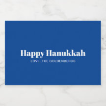 Happy Hanukkah Blue White Minimalist personalisier