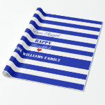 Happy Hanukkah Blue White Striping Muster Herz Geschenkpapier<br><div class="desc">Custom Text Liebe Raziel,  Happy Hanukkah,  Red Heart,  The Williams Family,  können Sie ändern oder löschen Sie alle Text,  Hanukkah Geschenk Wrapping Papier Eleganblau und White Stripes Muster.</div>