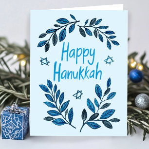 Happy Hanukkah Botanical Watercolor Karte