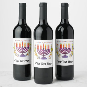 Happy Hanukkah Bottle Labels Weinetikett