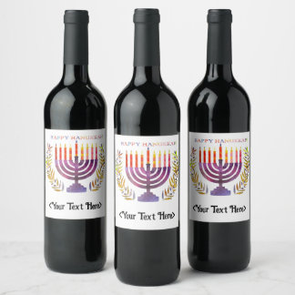Happy Hanukkah Bottle Labels Weinetikett