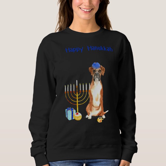 Happy Hanukkah Boxer Jewish Boxer Ugly Sweater Chr Sweatshirt (Vorderseite)