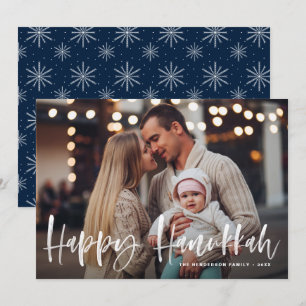 Happy Hanukkah Brush Lettering Foto Feiertagskarte