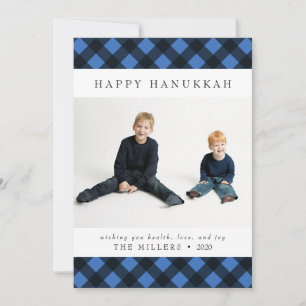 Happy Hanukkah Buffalo Karierte Weihnachtskarte Feiertagskarte