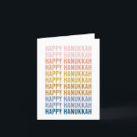 Happy Hanukkah Bunte Word Art Design Feiertagskarte<br><div class="desc">Happy Hanukkah in Colorful Typografy Graphic Design. Klicken Sie einfach auf Anpassen,  um die Hintergrundfarbe zu ändern oder zusätzlichen Text hinzuzufügen.</div>