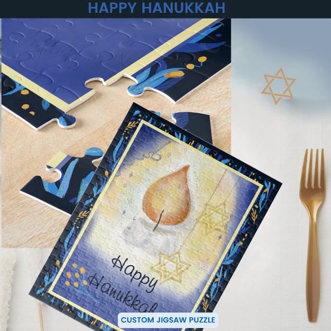 Happy Hanukkah Candle Light Puzzle (Happy Hanukkah Candle Light Jigsaw Puzzle)