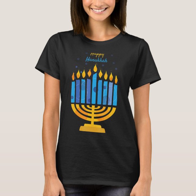 Happy Hanukkah Candles Menorah Jüdisch Hanukkah 20 T-Shirt (Vorderseite)