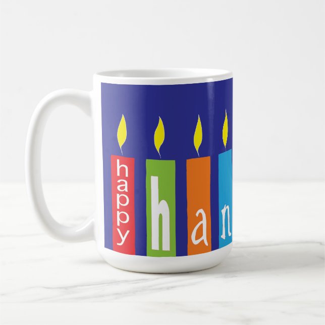 Happy Hanukkah Candles Tasse (Links)
