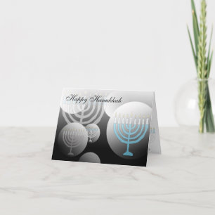Happy Hanukkah Card Menorah Globe Feiertagskarte