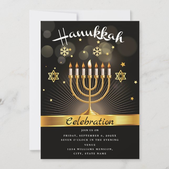 Happy Hanukkah Celebration Party Einladung (Vorderseite)