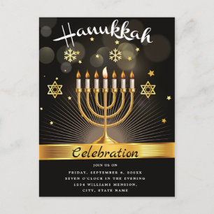 Happy Hanukkah Celebration Party Einladung Postkarte