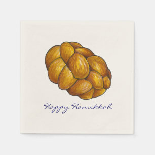 Happy Hanukkah Chanukah Challah Brot Napkins Serviette