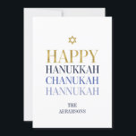 Happy Hanukkah Chanukah Holiday Card Golfer Feiertagskarte<br><div class="desc">Imitate simulierte Goldfolien-Design ist in diesem Design integriert. Personalisieren Sie den benutzerdefinierten Text oben. Weitere Koordinationsgegenstände finden Sie in unserer Sammlung "Happy Hanukka Chanukah".</div>