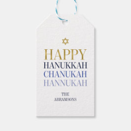 Happy Hanukkah Chanukah Holiday Gift Tags Geschenkanhänger