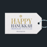 Happy Hanukkah Chanukah Holiday Gift Tags Geschenkanhänger<br><div class="desc">Imitate simulierte Goldfolien-Design ist in diesem Design integriert. Personalisieren Sie den benutzerdefinierten Text oben. Weitere Koordinationsgegenstände finden Sie in unserer Sammlung "Happy Hanukka Chanukah".</div>