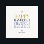 Happy Hanukkah Chanukah Holiday Paper Napkins Serviette<br><div class="desc">Imitate simulierte Goldfolien-Design ist in diesem Design integriert. Personalisieren Sie den benutzerdefinierten Text oben. Weitere Koordinationsgegenstände finden Sie in unserer Sammlung "Happy Hanukka Chanukah".</div>