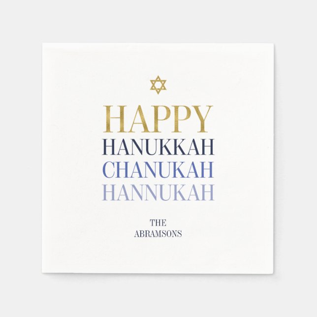 Happy Hanukkah Chanukah Holiday Paper Napkins Serviette (Vorderseite)