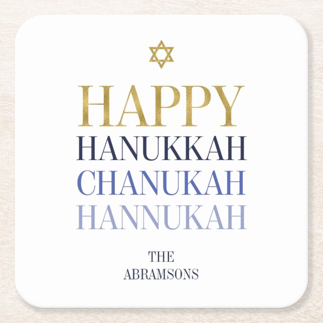 Happy Hanukkah Chanukah Holiday Paper Untersetzer (Vorderseite)
