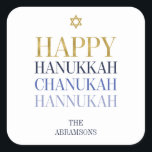 Happy Hanukkah Chanukah Holiday Sticker<br><div class="desc">Imitate simulierte Goldfolien-Design ist in diesem Design integriert. Personalisieren Sie den benutzerdefinierten Text oben. Weitere Koordinationsgegenstände finden Sie in unserer Sammlung "Happy Hanukka Chanukah".</div>