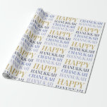 Happy Hanukkah Chanukah Holiday Wrapping Paper Geschenkpapier<br><div class="desc">Imitate simulierte Goldfolien-Design ist in diesem Design integriert. Weitere Koordinationsgegenstände finden Sie in unserer Sammlung "Happy Hanukka Chanukah".</div>